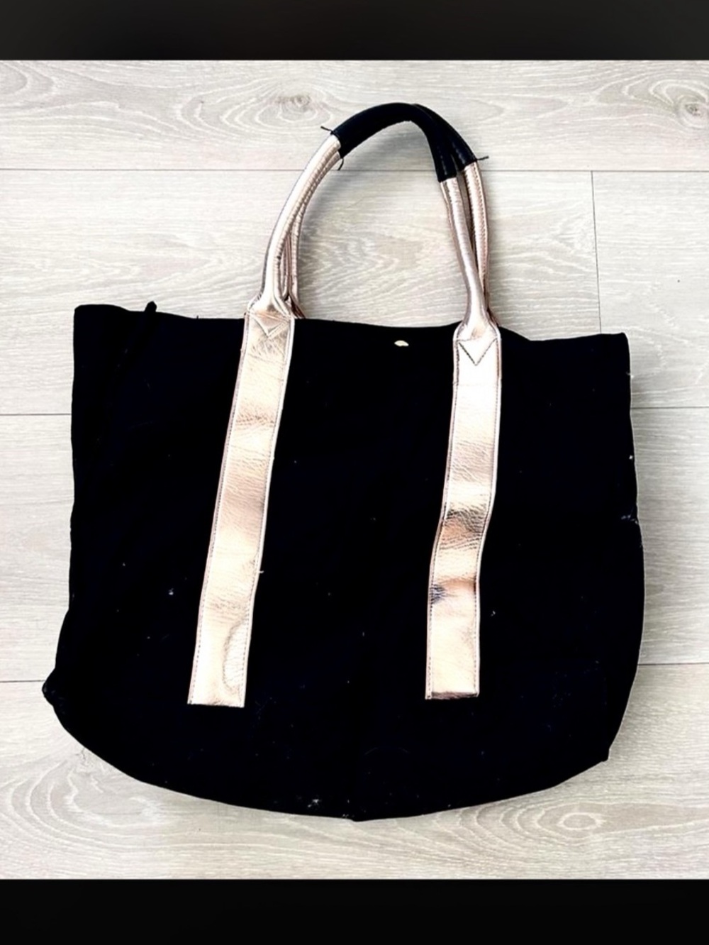 Large Victoria’s Secret Black and Rose Gold Tote Bag